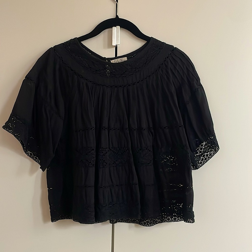 LoveShackFancy cotton blouse with lace detail size XS
